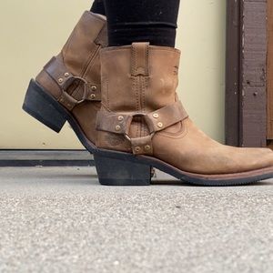 Brown Leather Harley Davidson Harness Riding Boots